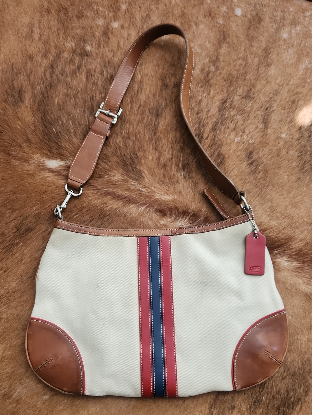 VTG Y2K Varsity Stripe Coach Handbag